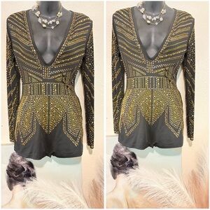 Chic Black and Gold Women's Long Sleeve Top